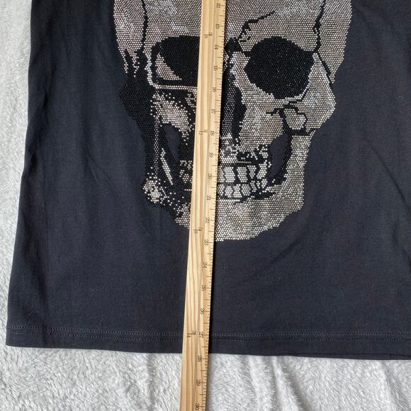Rush Couture Rhinestone Skull Men Tee Bling T-shirt Size M Black Grunge Goth NWT - Picture 8 of 8